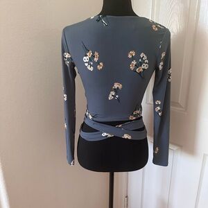 Windsor Blue Floral Wrap Blouse